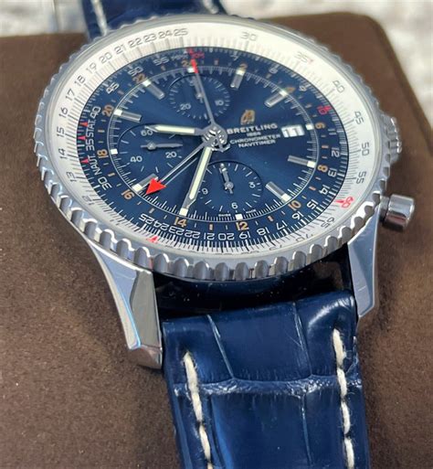 breitling a24322 navitimer blue strap|breitling navitimer a24322 specs.